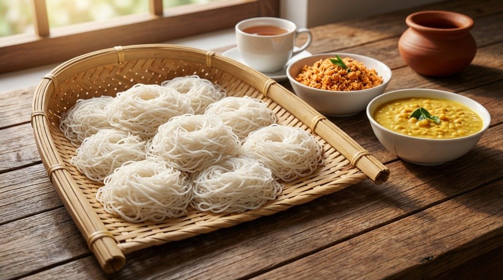 Traditional Sri Lankan breakfast string hoppers